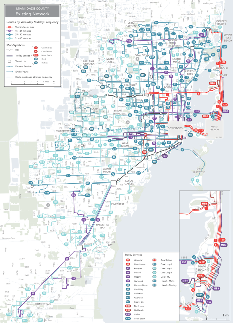 miami-dade county existing network — human transit